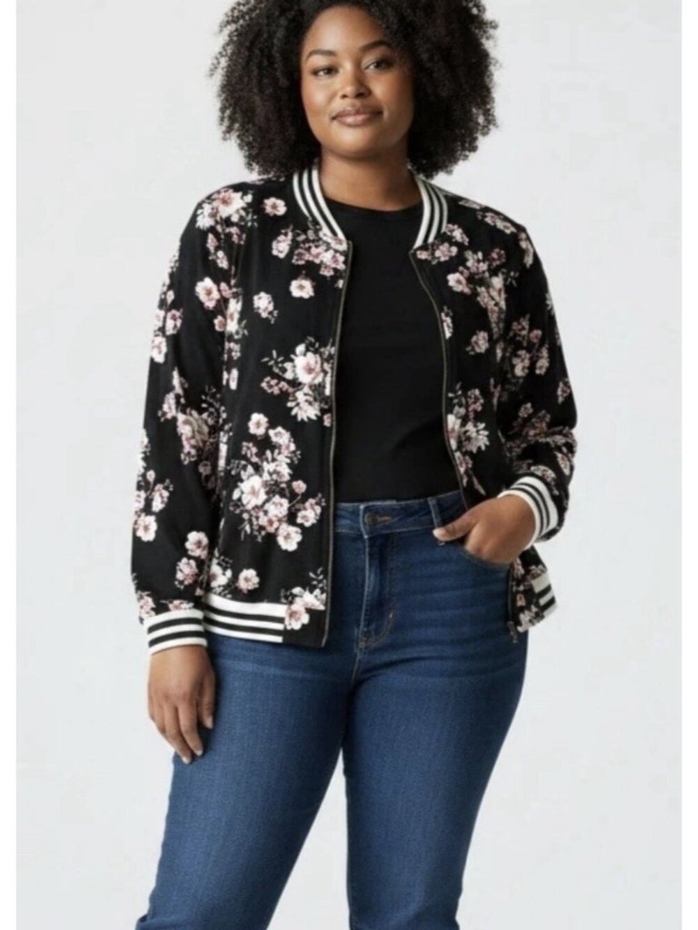 Torrid Floral Twill Rayon Bomber 2X Streetwear Lightweight
